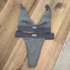 Skims Cotton Plunge Bralette and Rib Thong